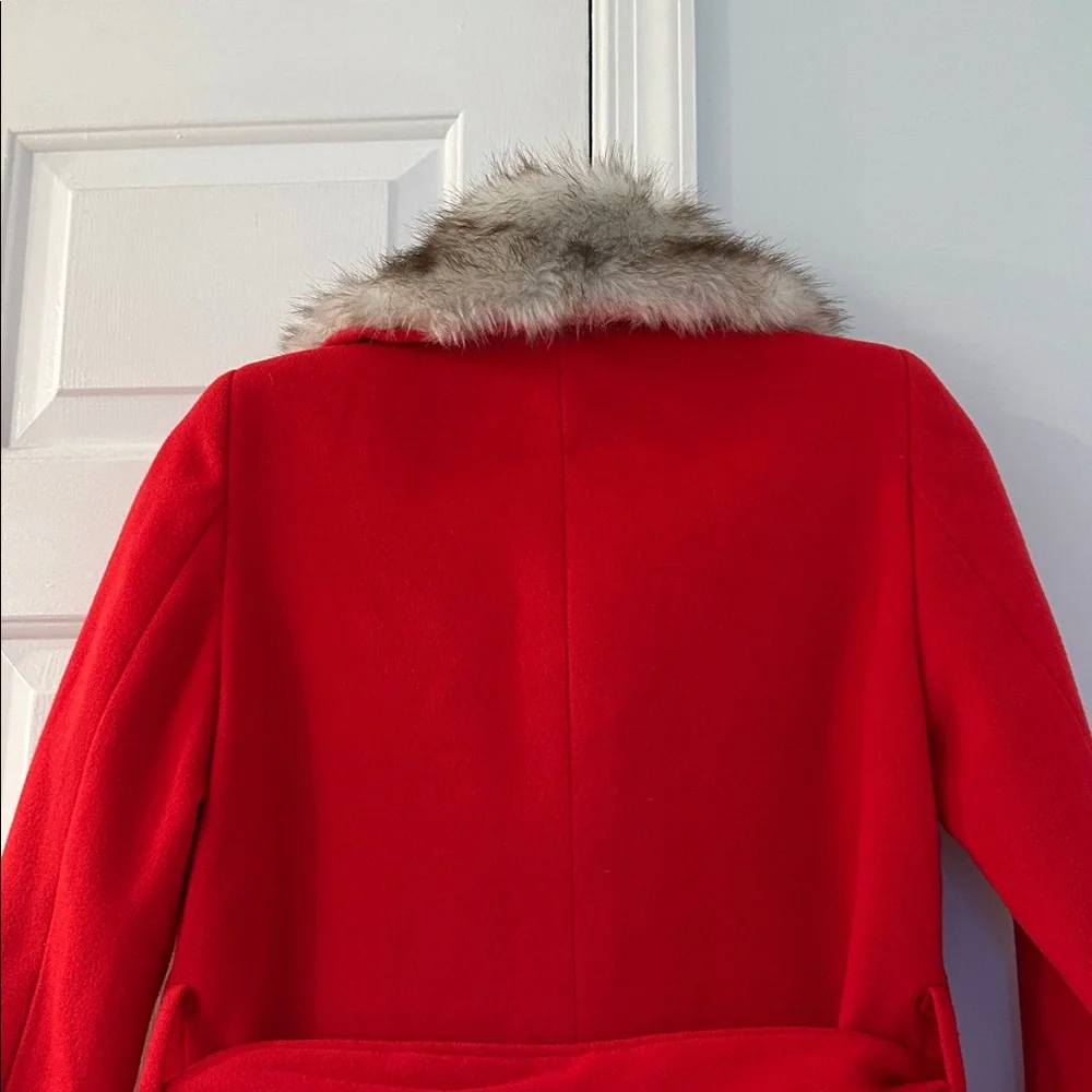Red Coat with Faux Fur Collar